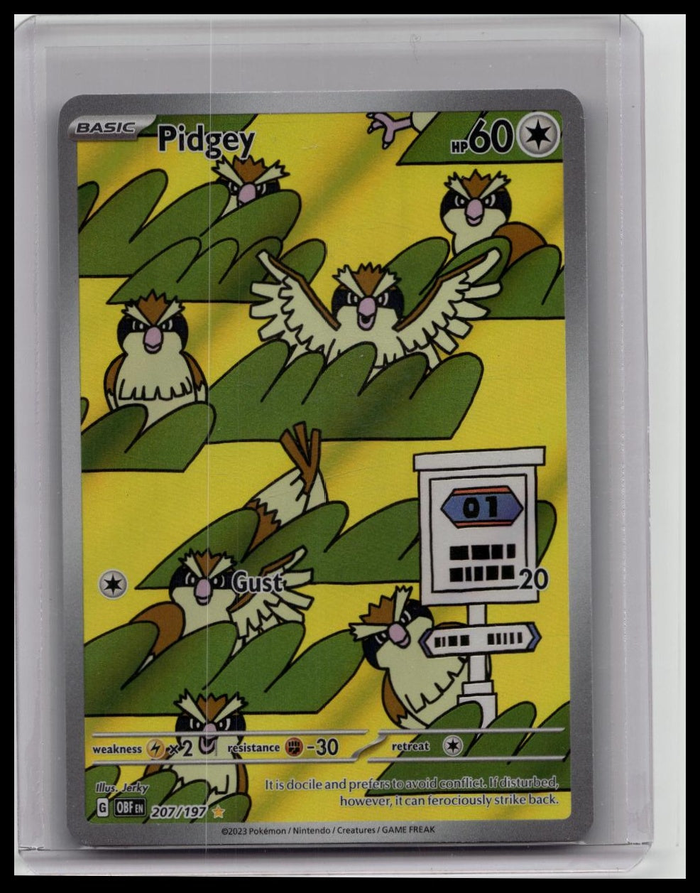 Pidgey 2023 Obsidian Alt Art Illustration Rare Holo Pokemon Card 207/197