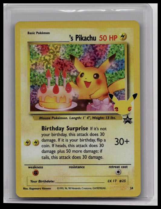 Pokemon TCG Celebrations Pikachu Birthday Surprise Black Star Promo