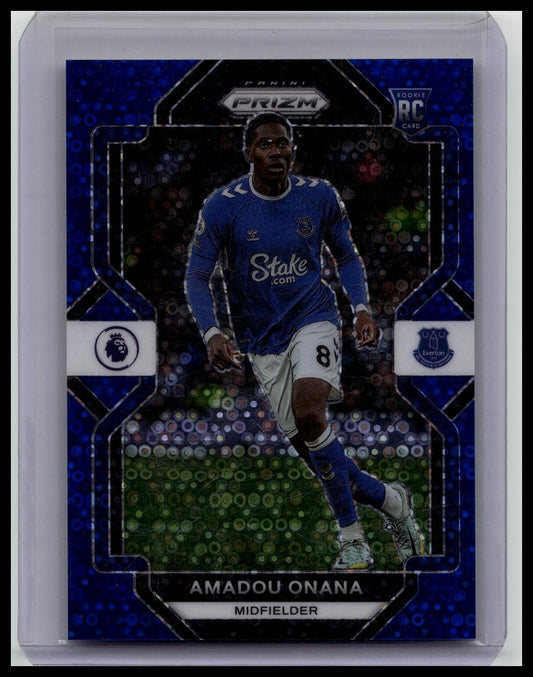 Amadou Onana 2022-23 Prizm Breakaway Blue Disco /75 Everton RC Rookie