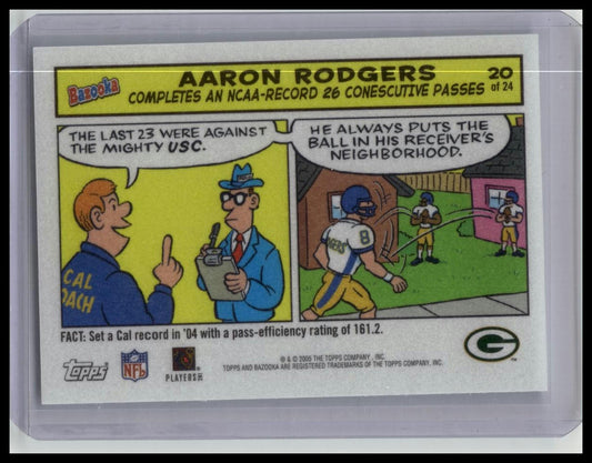 Aaron Rodgers 2005 Topps Bazooka Comics RC #20 Green Bay Packers