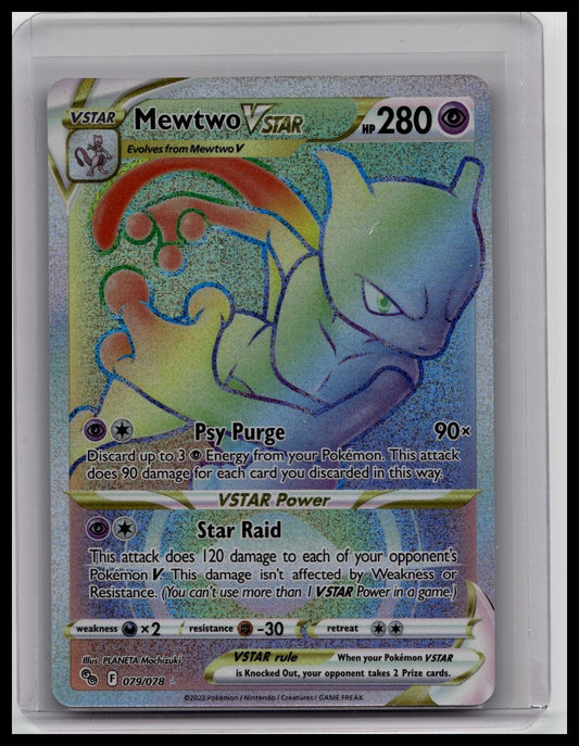 Pokemon Crown Zenith Mewtwo VSTAR 079/078 Rainbow Secret Rare