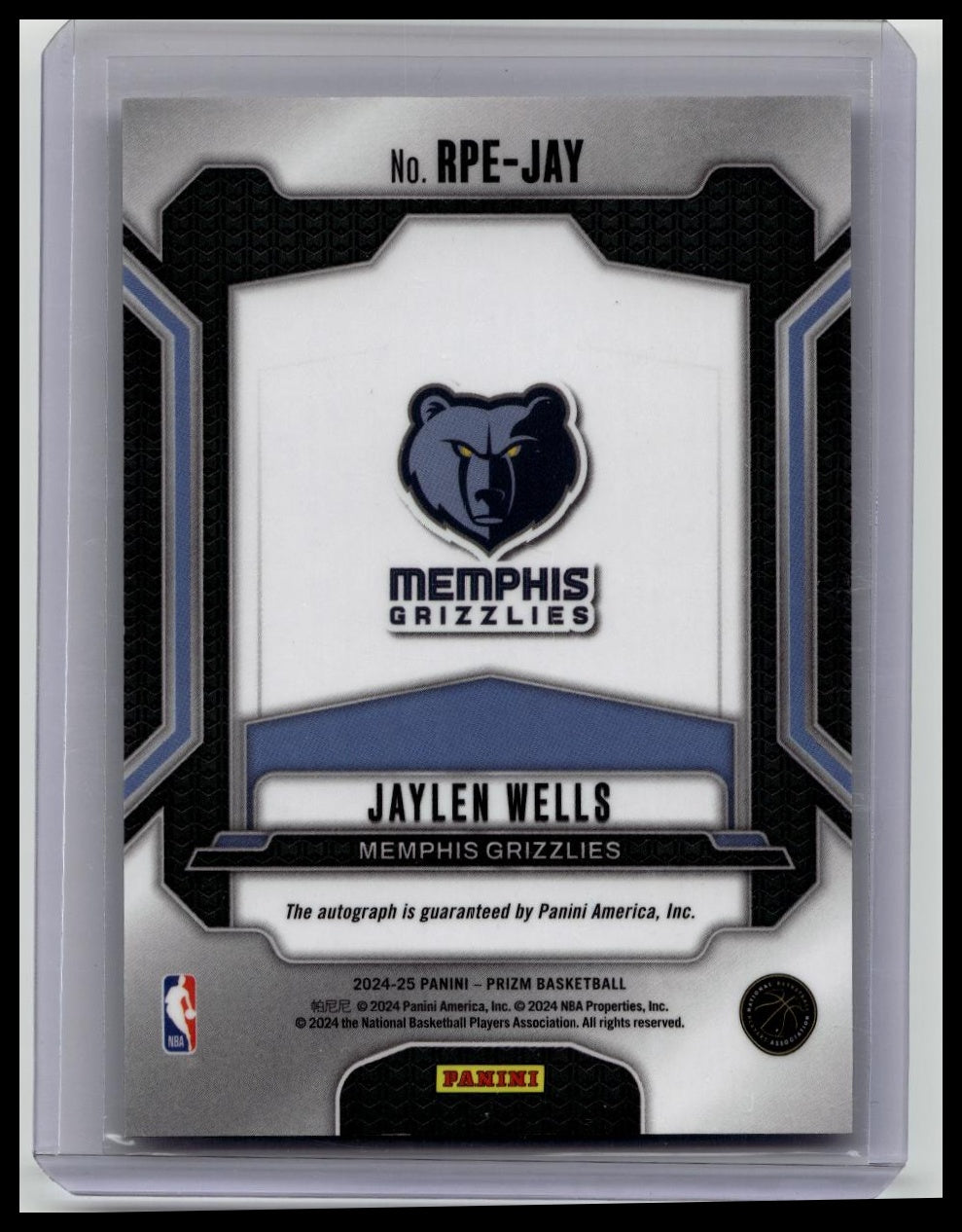 2024-2025 NBA Prizm Rookie Penmanship Jaylen Wells RC AUTO