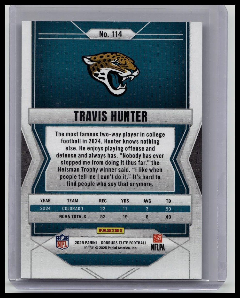 2025 Panini Donruss Elite Football Travis Hunter /999 RC Jaguars