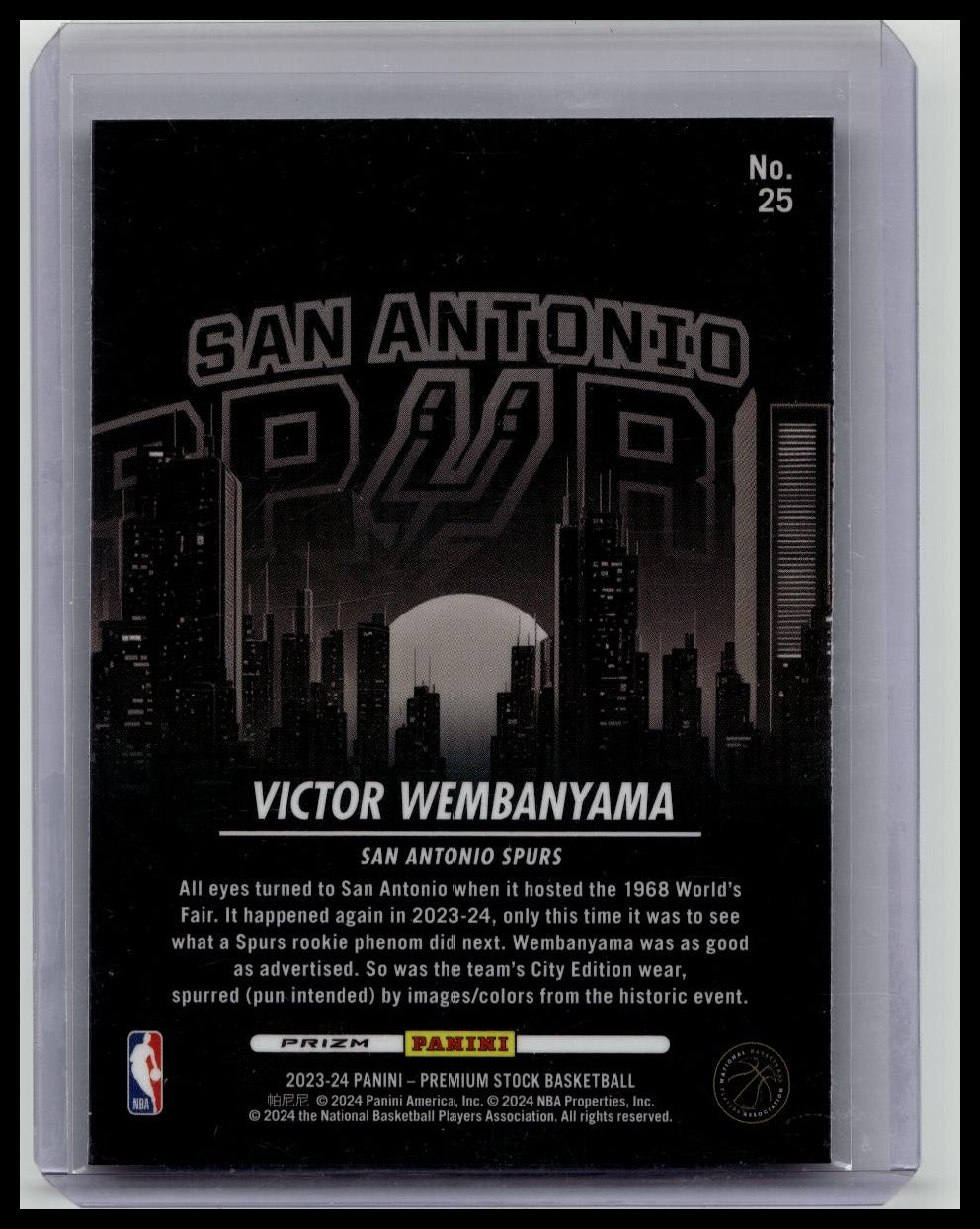 VICTOR WEMBANYAMA 2023-24 HOOPS PREMIUM SILVER CITY EDITION ROOKIE RC