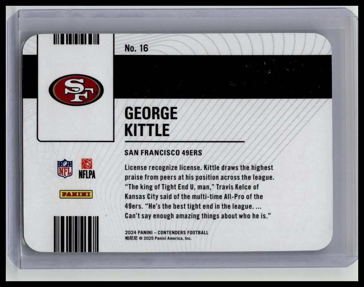 2024 Panini Contenders George Kittle License to Dominate #16 SSP Insert 49ers