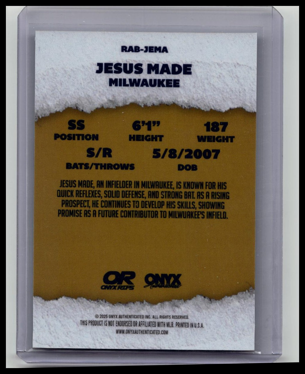 2025 Onyx Rips Jesus Made On Card Auto