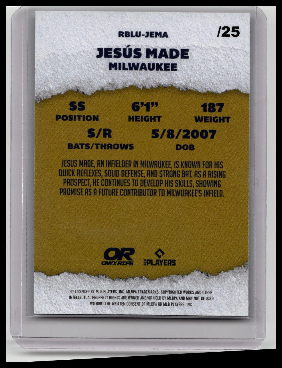 2025 Onyx Rips Jesus Made Blue /25