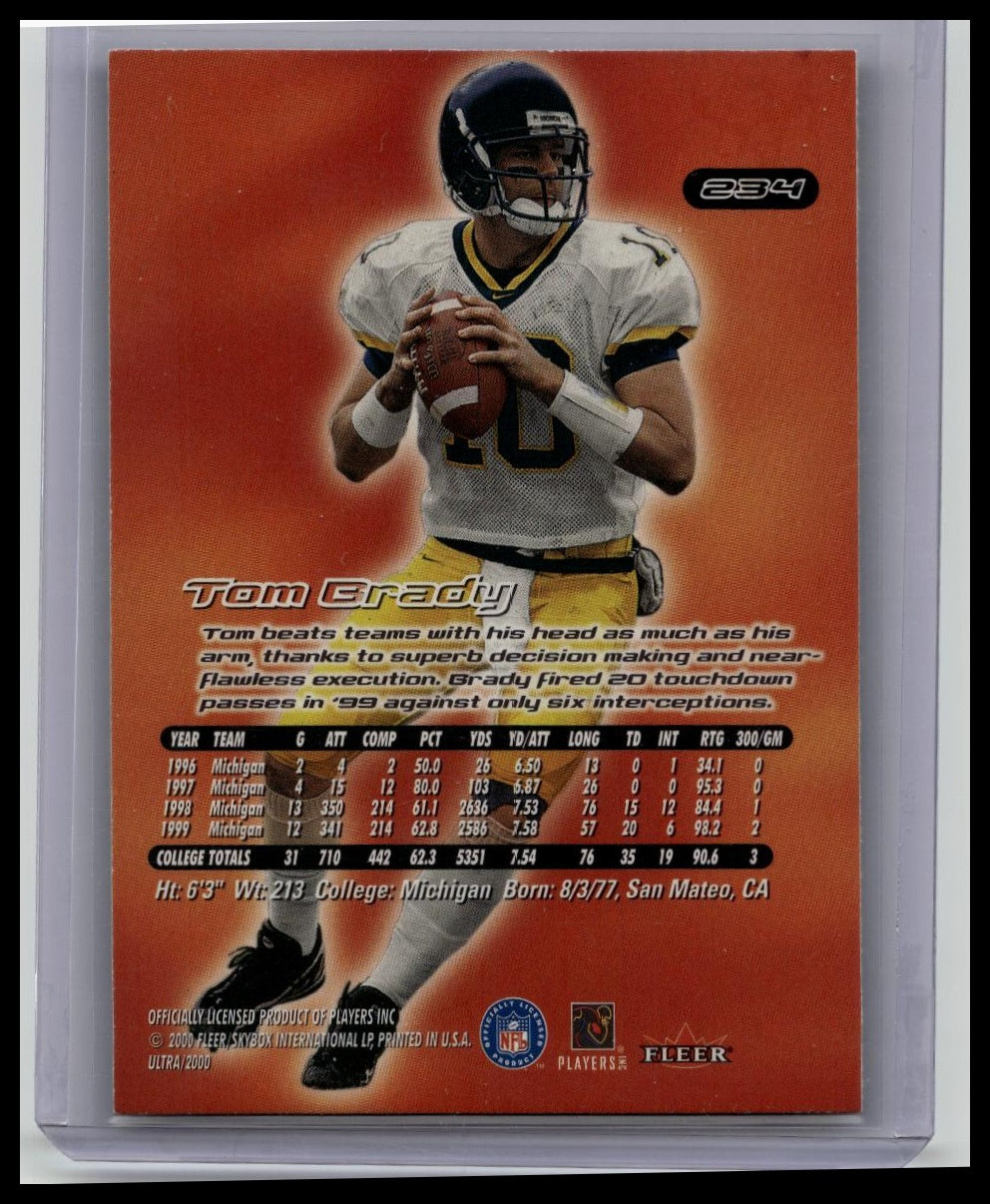2000 Fleer Ultra Rookie Tom Brady #234 (RC)