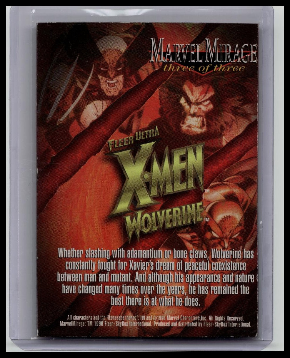 Wolverine Lenticular Marvel Mirage 3 of 3 HP Fleer Ultra X-Men 1996 Skybox