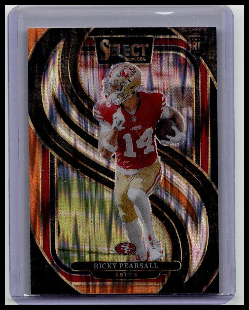 2024 Panini Select Ricky Pearsall RC Orange Black Shock Prizm Premier Level #173 49ers