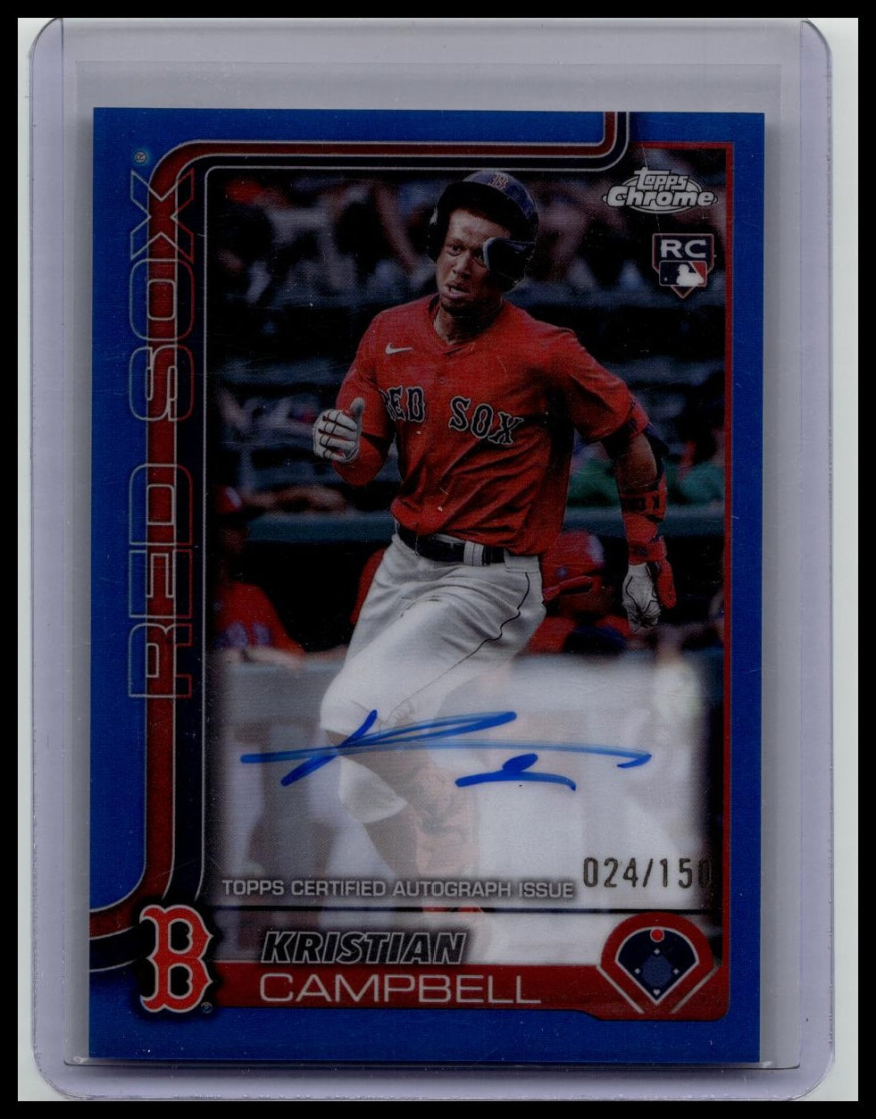 KRISTIAN CAMPBELL 2025 TOPPS CHROME ROOKIE BLUE REFRACTOR RC AUTO /150