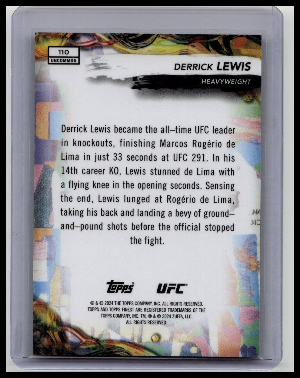 2024 Topps Finest UFC - Derrick Lewis #110 (Uncommon) Tangerine Glitter /50