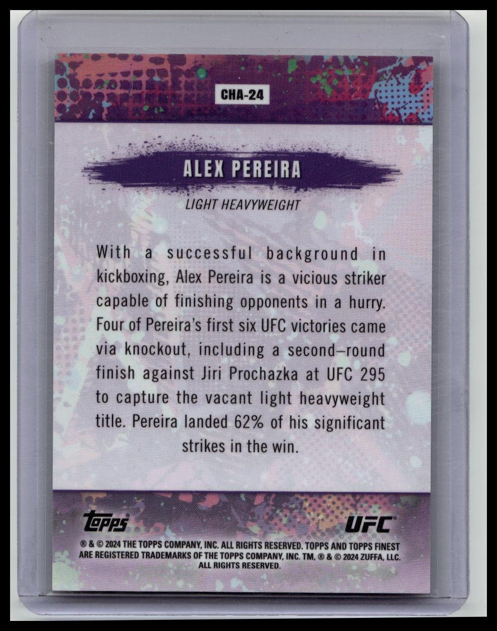 2024 Topps Finest UFC Chaos Alex Pereira #CHA-24Tangerine Glitter Refractor /75
