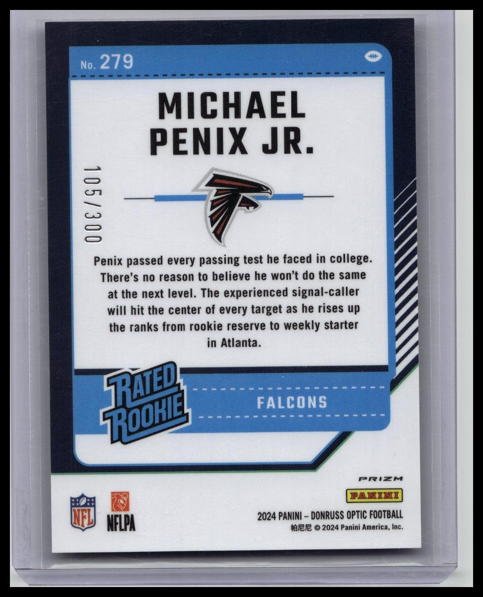 Michael Penix Jr 2024 Panini Donruss Optic Premium Box Set Wave Prizm RC /300