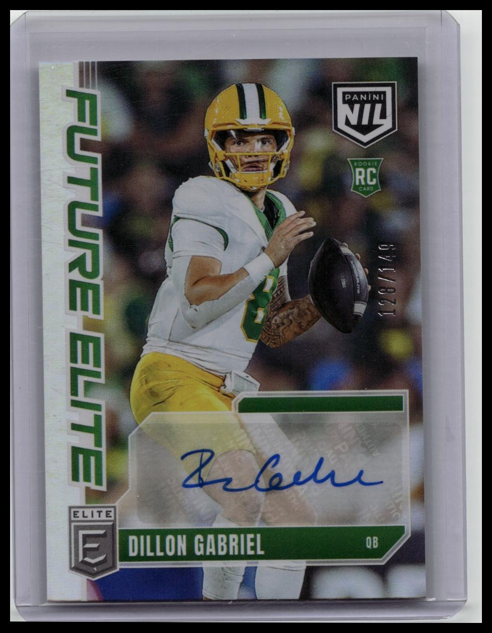 2025 Donruss Elite Football Dillon Gabriel RC Future Elite Holo NIL AUTO # /149