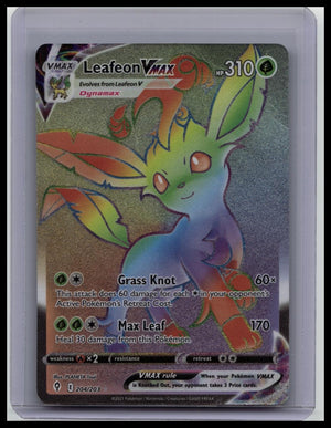 Pokemon TCG Evolving Skies Leafeon Vmax Secret Rare Holo Card 204/203