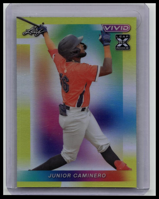 Junior Caminero 2023 Leaf Vivid Baseball XRC Rookie Yellow /10