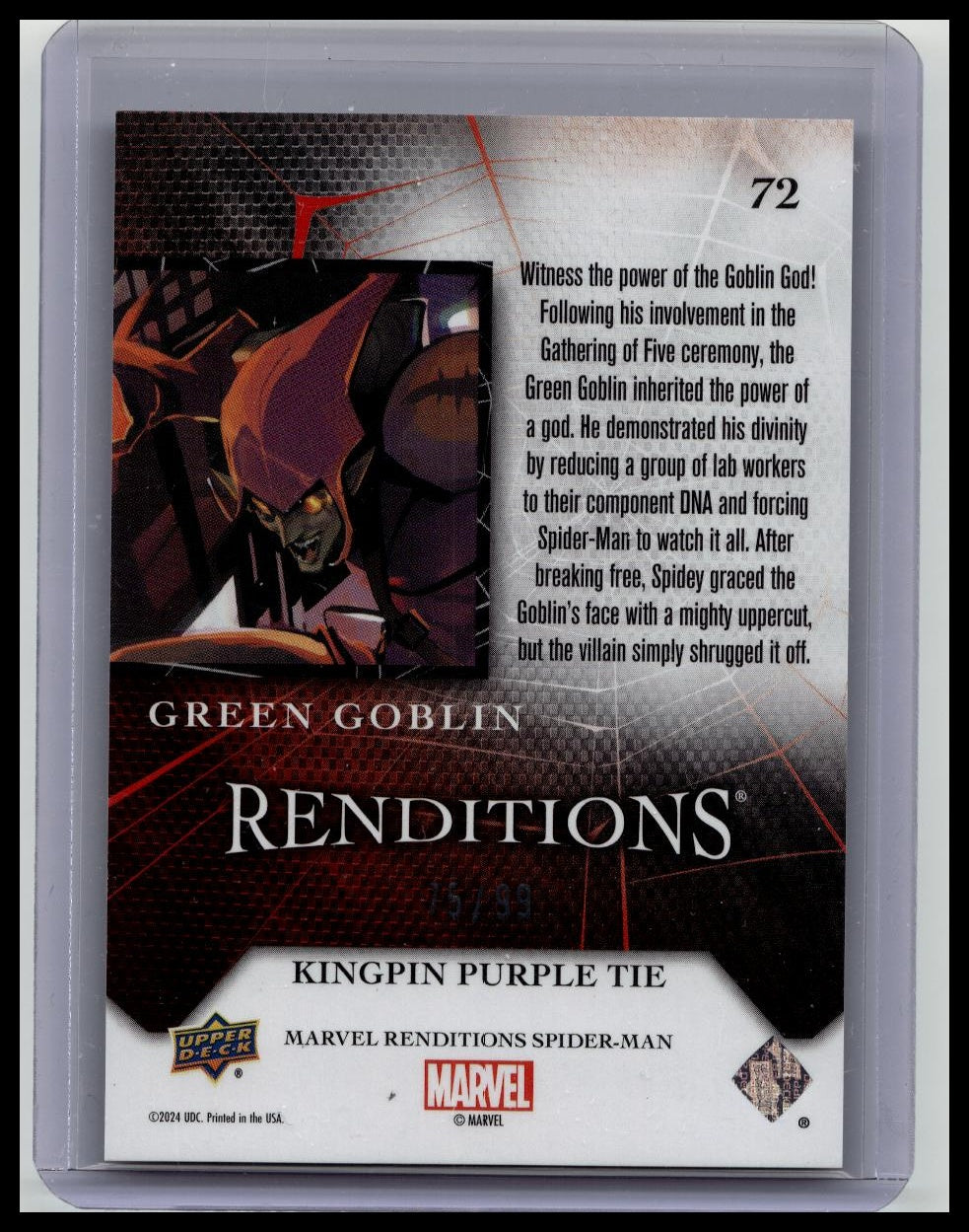 Green Goblin 2024 Marvel Renditions Spider-Man #72 Kingpin Purple Tie /99