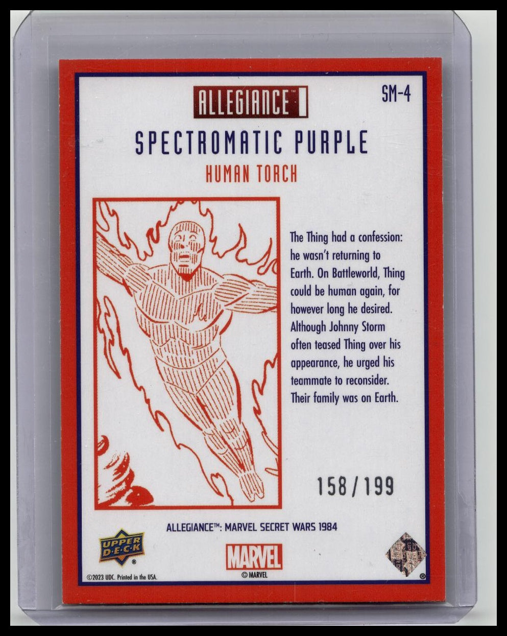 Human Torch 2024 UD Marvel Allegiance Secret Wars #SM-4 Spectromatic /199