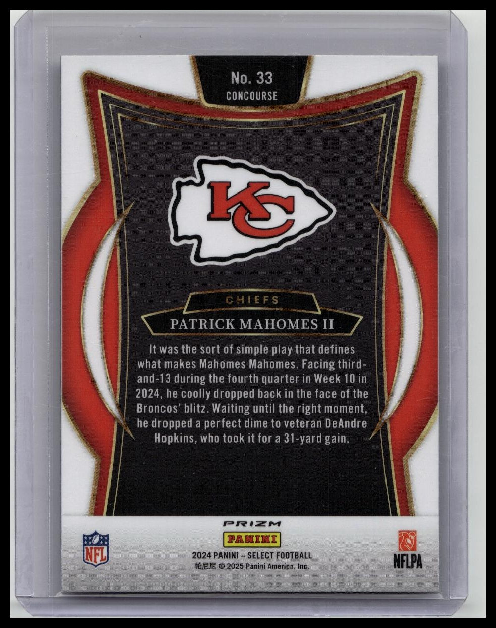 2024 Panini Select Concourse Disco Prizm Patrick Mahomes II #33