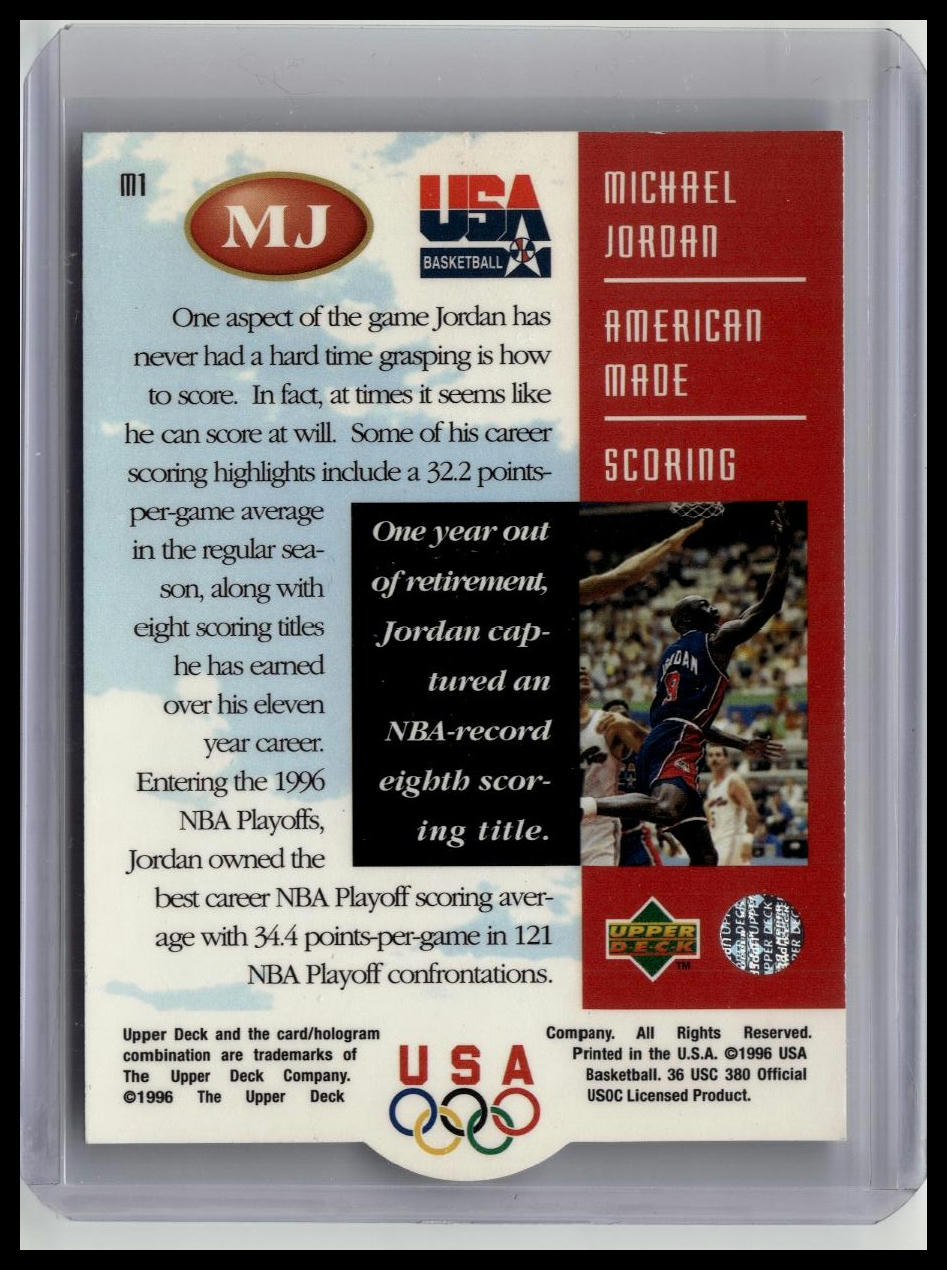 1996 Upper Deck TEAM USA MICHAEL JORDAN DIE CUT BULLS MJ M1