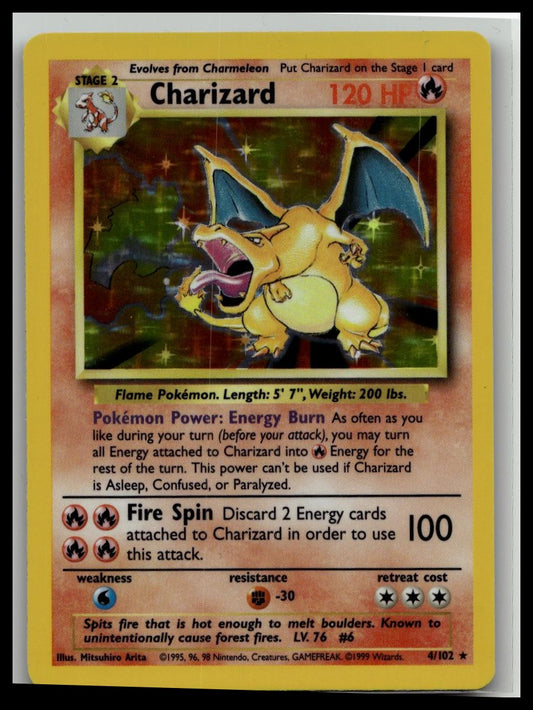 Charizard 4/102 Base Set Rare Holo Pokemon Card WOTC 1999