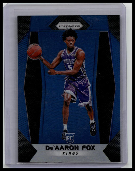 2017-18 Panini PRIZM DE'AARON FOX BLUE PRIZM ROOKIE RC /199