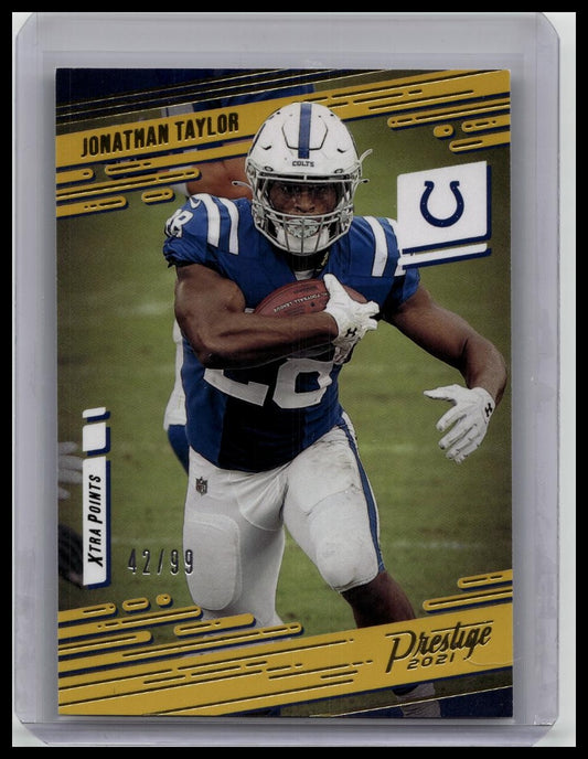 JONATHAN TAYLOR #85 /99 2021 PANINI PRESTIGE COLTS GOLD