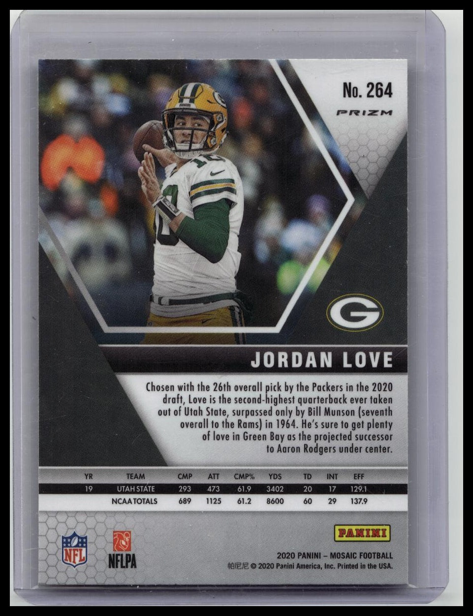 Jordan Love 2020 Panini Mosaic - NFL Debut #264 Mosaic Reactive Orange Prizm