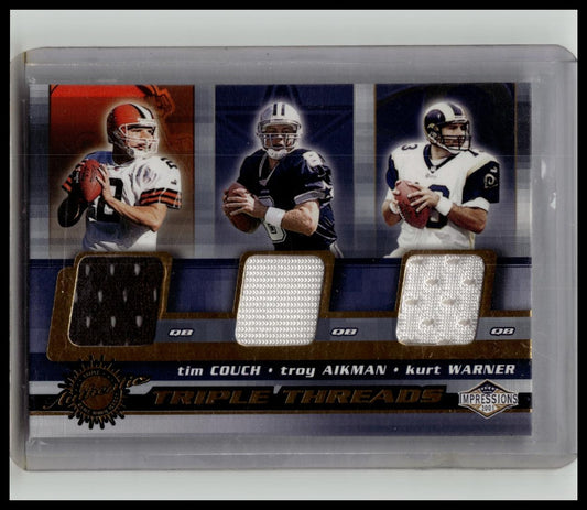 2001 Pacific Impressions Triple Threads - Couch, Aikman, Warner - Game Worn