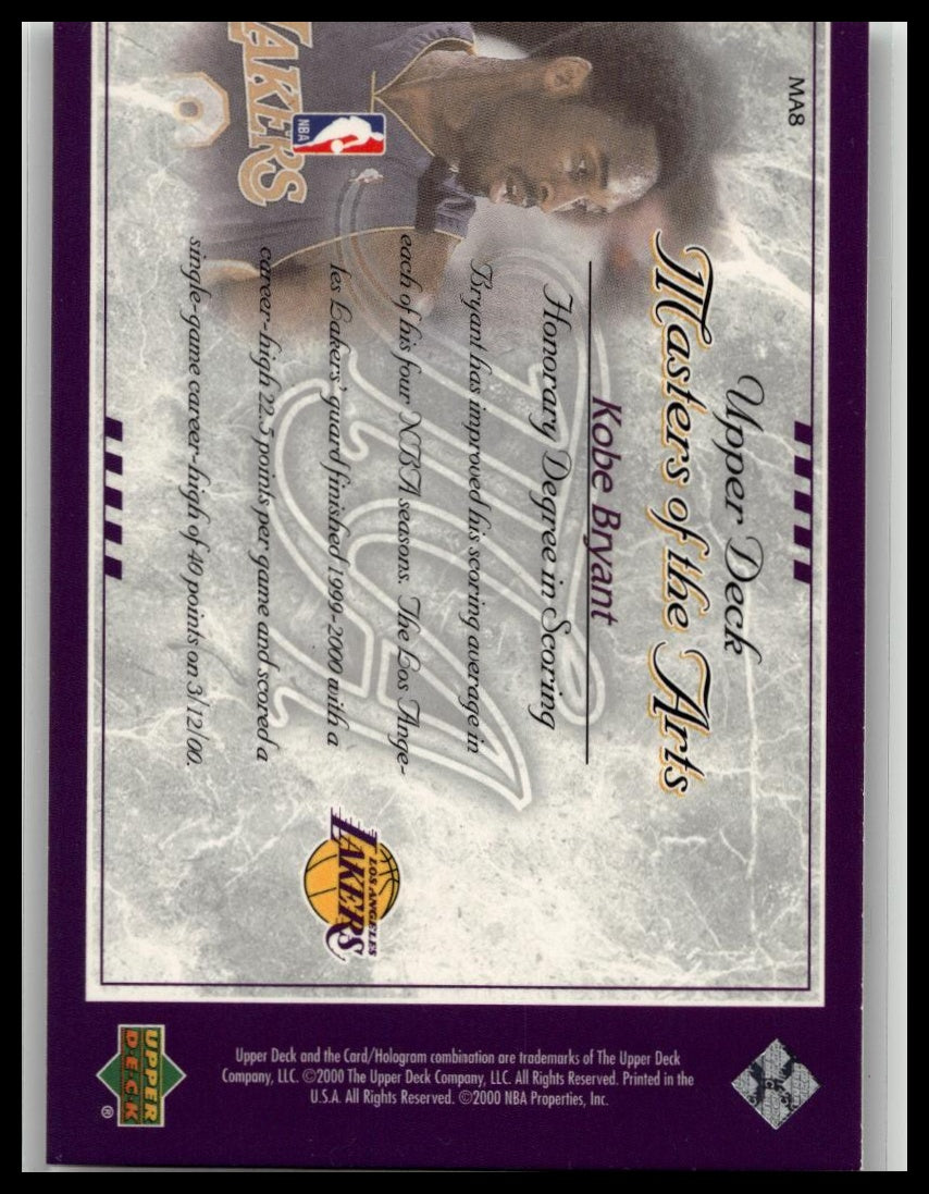 2000 Upper Deck KOBE BRYANT “Master Of The Arts” Silver MA8