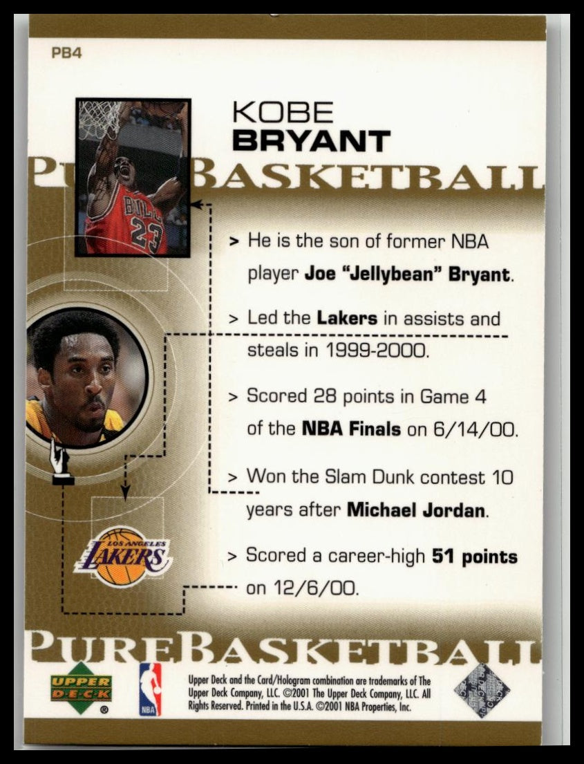 2000 Upper Deck Kobe Bryant Pure Basketball #PB4