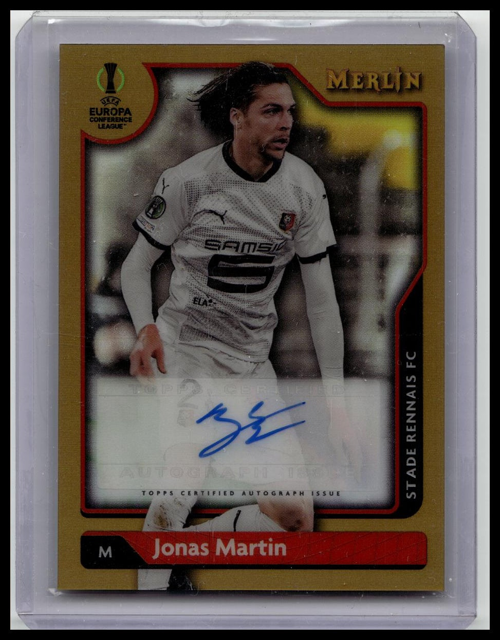 2021 Merlin Chrome UEFA Jonas Martin Auto Gold /50 #A-JM Stade Rennais FC
