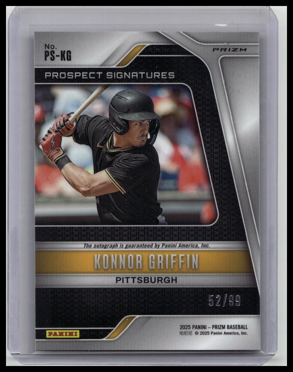Konnor Griffin 2025 Panini Prizm MLB Red Prizm /99 AUTO Pirates Prospect