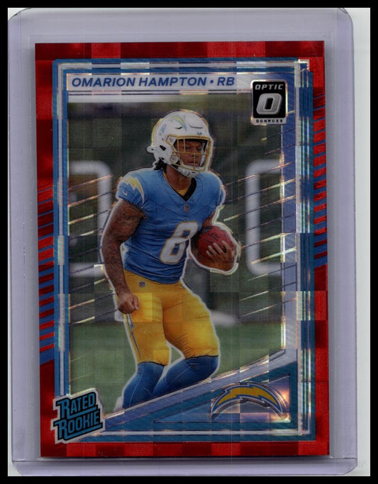 2025 Panini Donruss - Rated Rookie Omarion Hampton #303 Optic Red Pandora