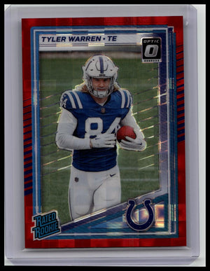🔥2025 Panini Donruss Tyler Warren Rated Rookie Optic Preview Red Pandora #337🔥