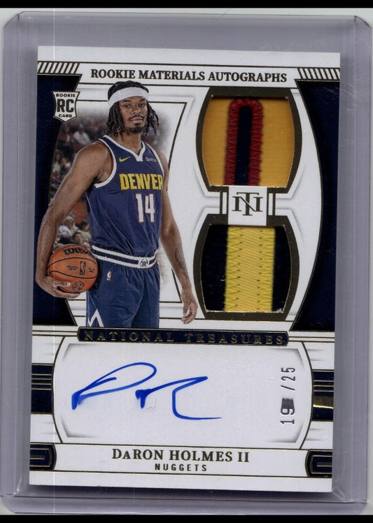 DARON HOLMES II 2024-25 NATIONAL TREASURES RPA ROOKIE DUAL PATCH RC AUTO /25