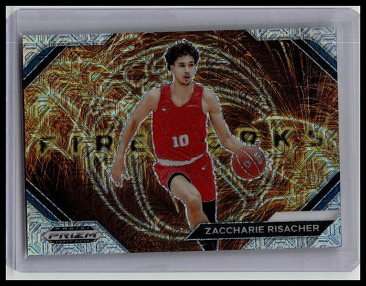 2024 Panini Prizm Draft Picks #13 Zaccharie Risacher Fireworks Mojo Prizm /25