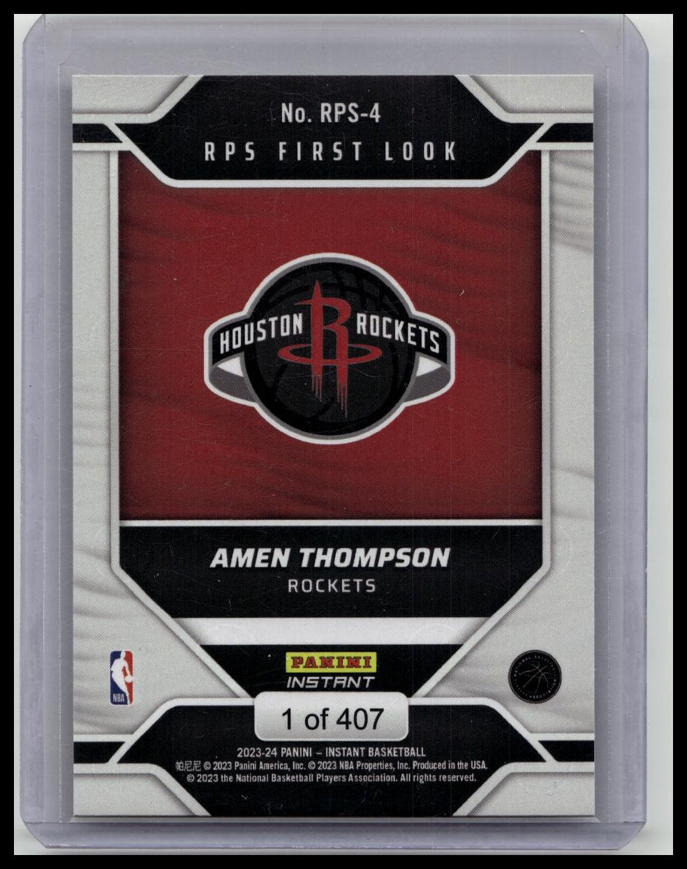 2023-24 Panini Instant Amen Thompson RPS FIRST LOOK 1/407 SP Rockets Rookie