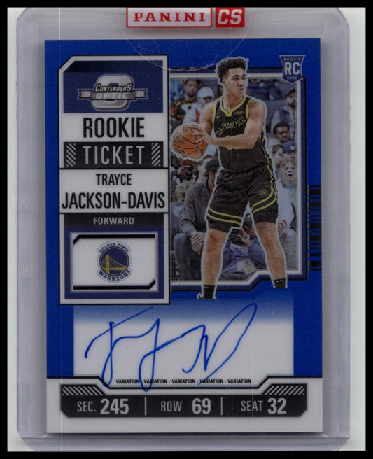 2023-24 Contenders Optic Trayce Jackson-Davis Rookie Ticket Auto RC Blue /49