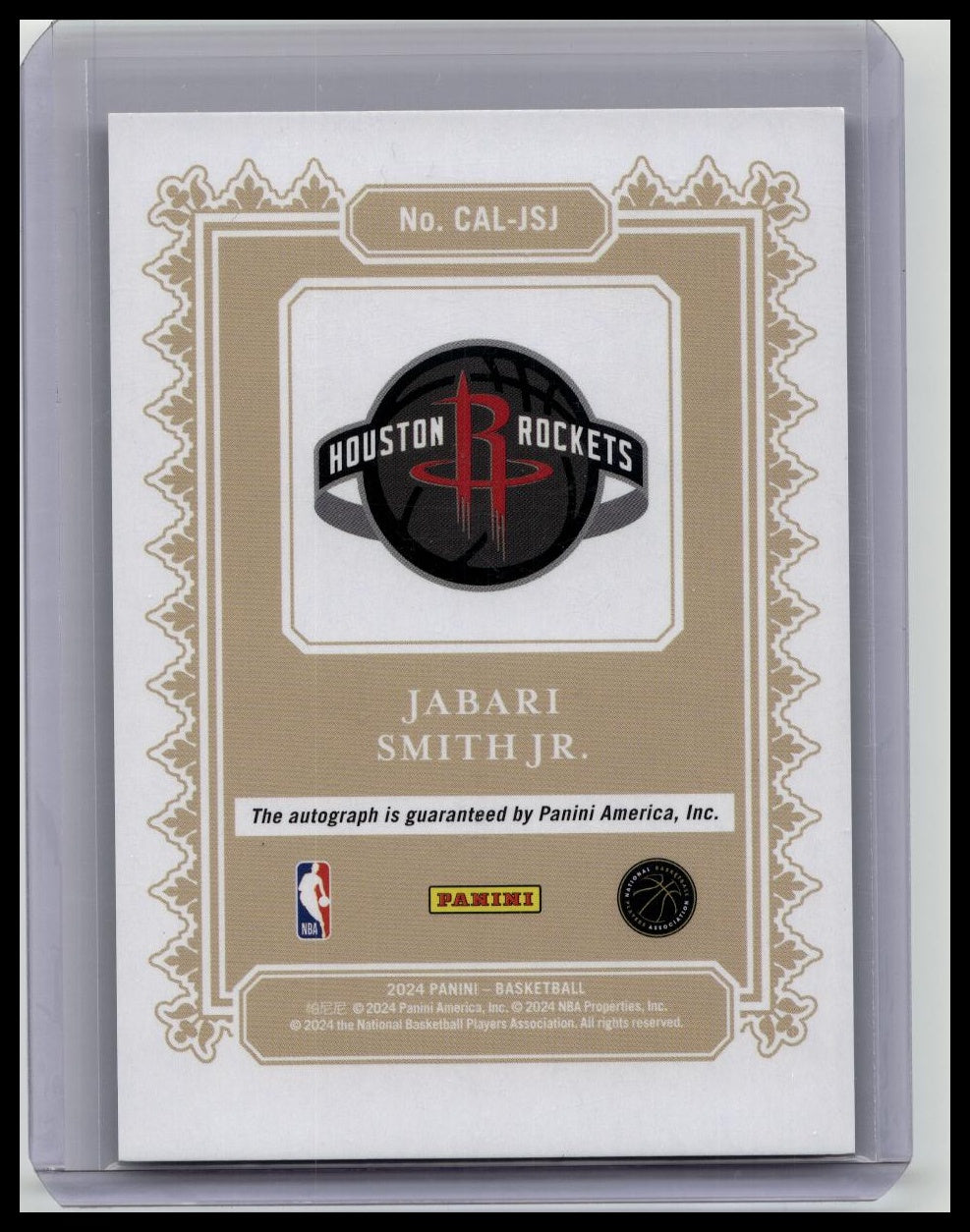 2024 Panini Basketball Jabari Smith Jr. Calligraphy Signatures On Card Auto