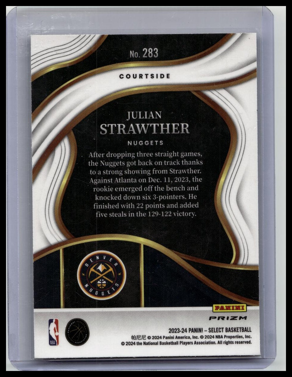 Julian Strawther RC 2023-24 Panini Select Courtside Elephant Prizm CASE HIT