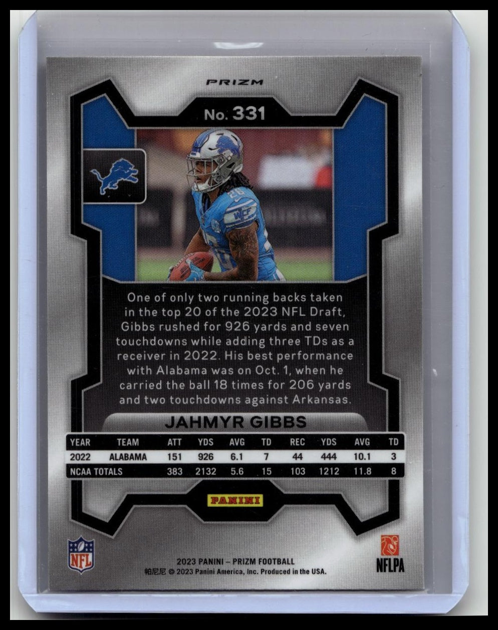 2023 Panini Prizm Jahmyr Gibbs Rookie RC Orange Disco Prizm Lions