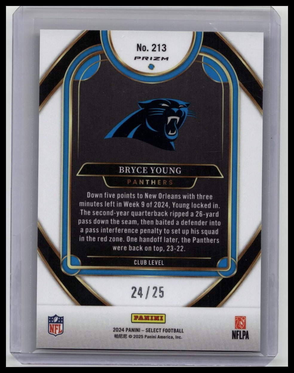 2024 Select Bryce Young Club Level Tie Dye Prizm /25 #213 Panthers