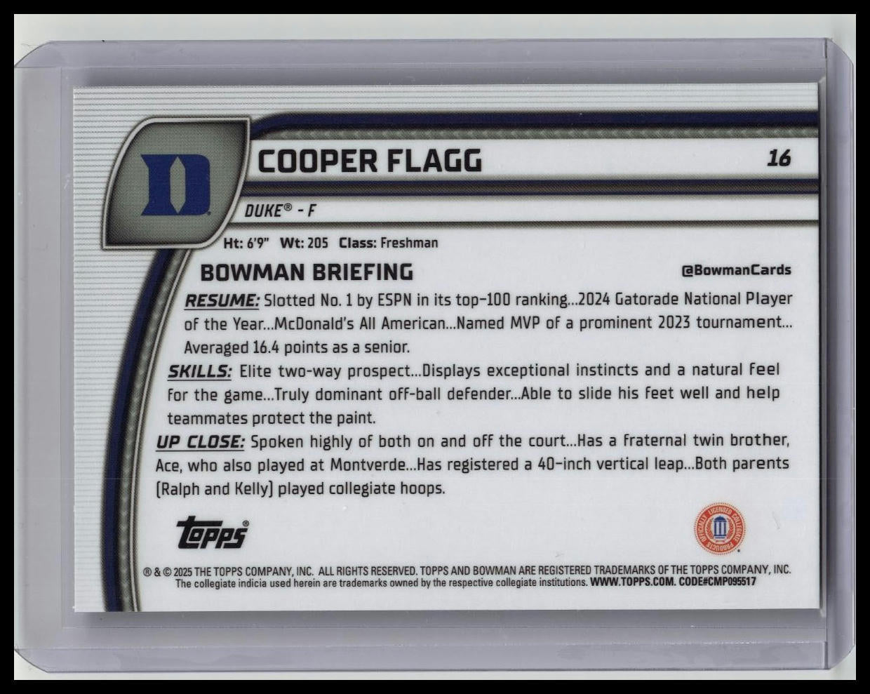 2024-25 Bowman Chrome U COOPER FLAGG 1st Bowman