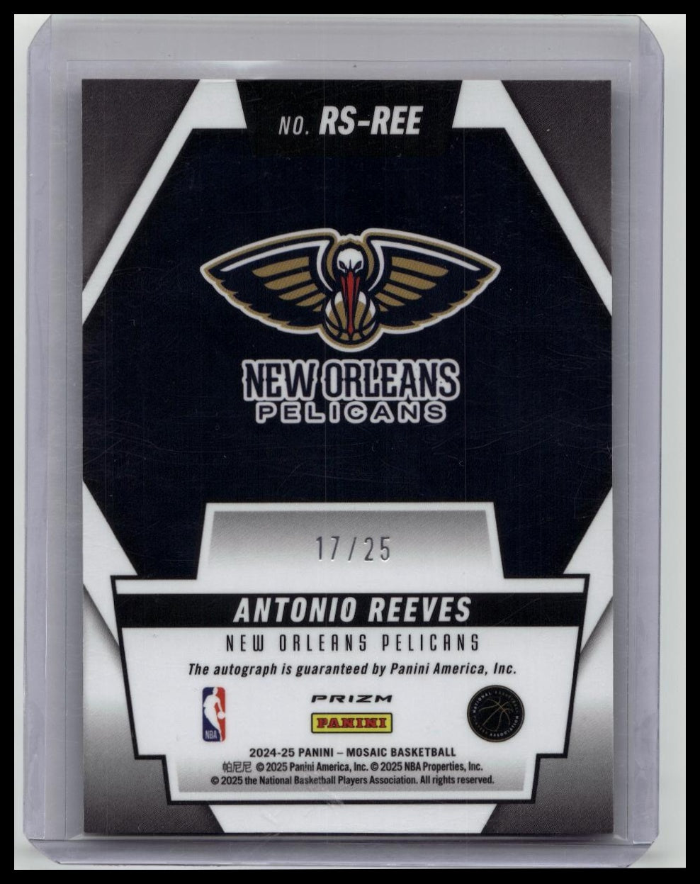 2024-25 Mosaic Basketball Antonio Reeves Rookie Scripts RC Pelicans /25