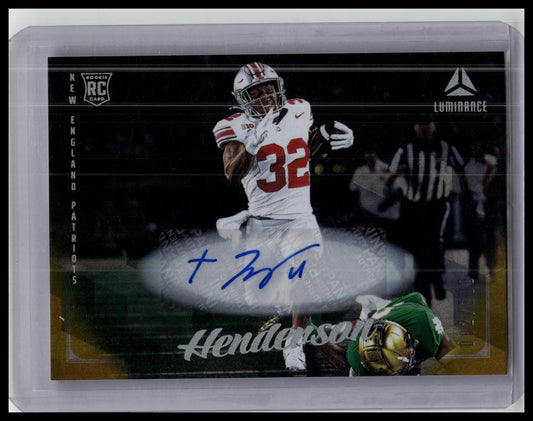 2025 Panini Luminance TreVeyon Henderson Auto RC Gold Rookie #’d /100 Patriots