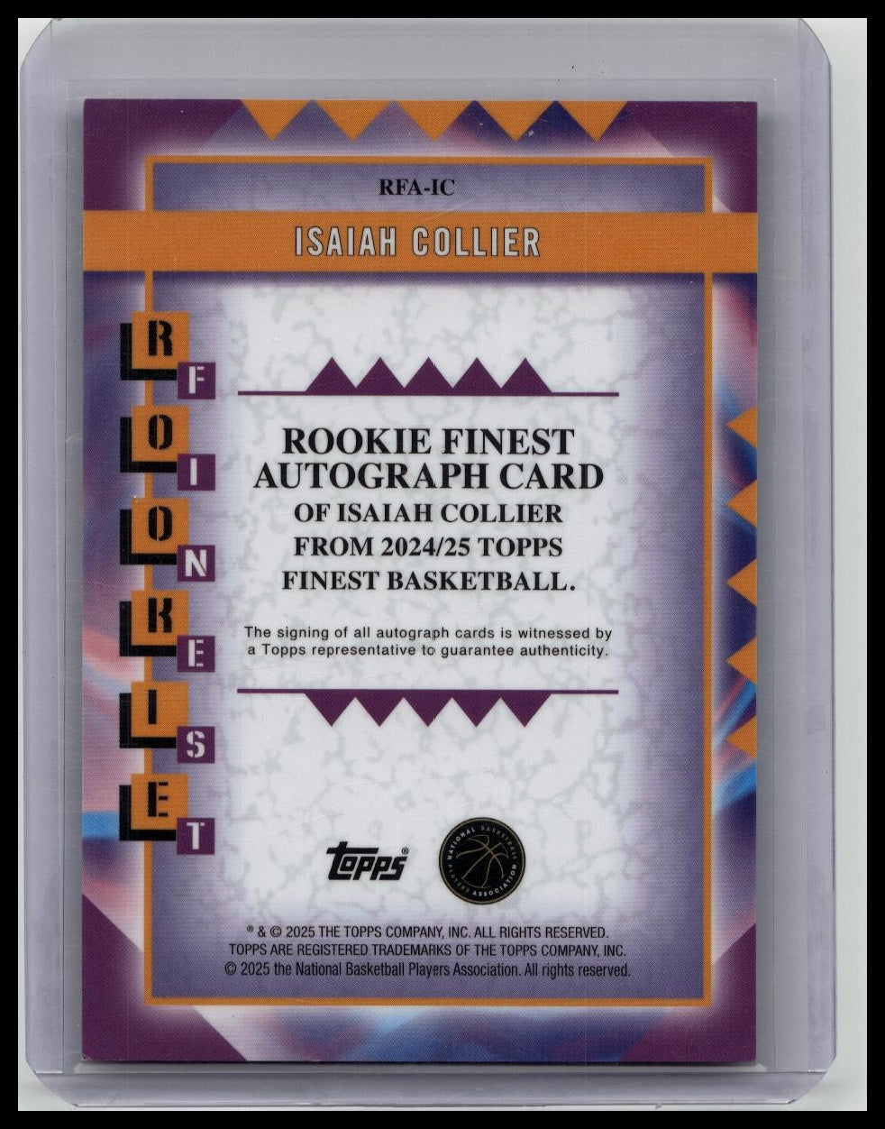 2025 Topps Finest Isaiah Collier Blue /99 Refractor AUTO Rookie RC JAZZ