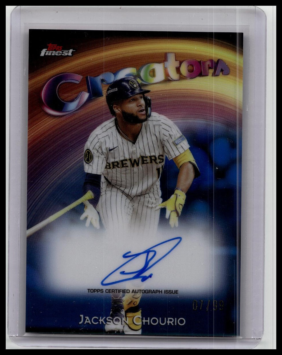 2025 Topps Finest #CAV-JC Jackson Chourio Brewers Creators Blue ON CARD AUTO /99