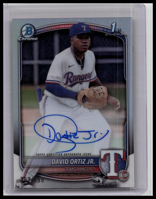 2025 Bowman Chrome 1st Refractor Auto David Ortiz Jr. #'d /499 Rangers